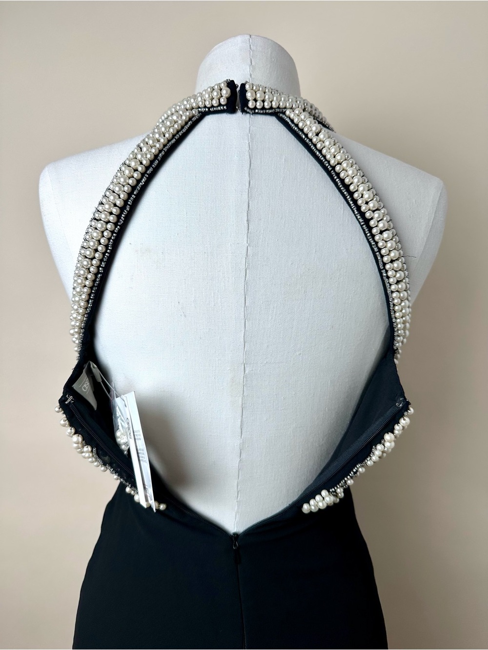 ASOS Pearl & Sequin Embellished Open Back Halter Midi Dress NWT Size 0 - Picture 9 of 15